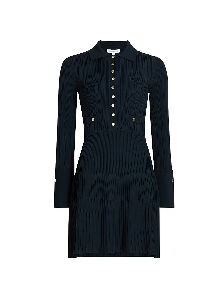 Women's Lauper Rib-Knit Mini Shirtdress - Navy - Size Medium | Saks Fifth Avenue
