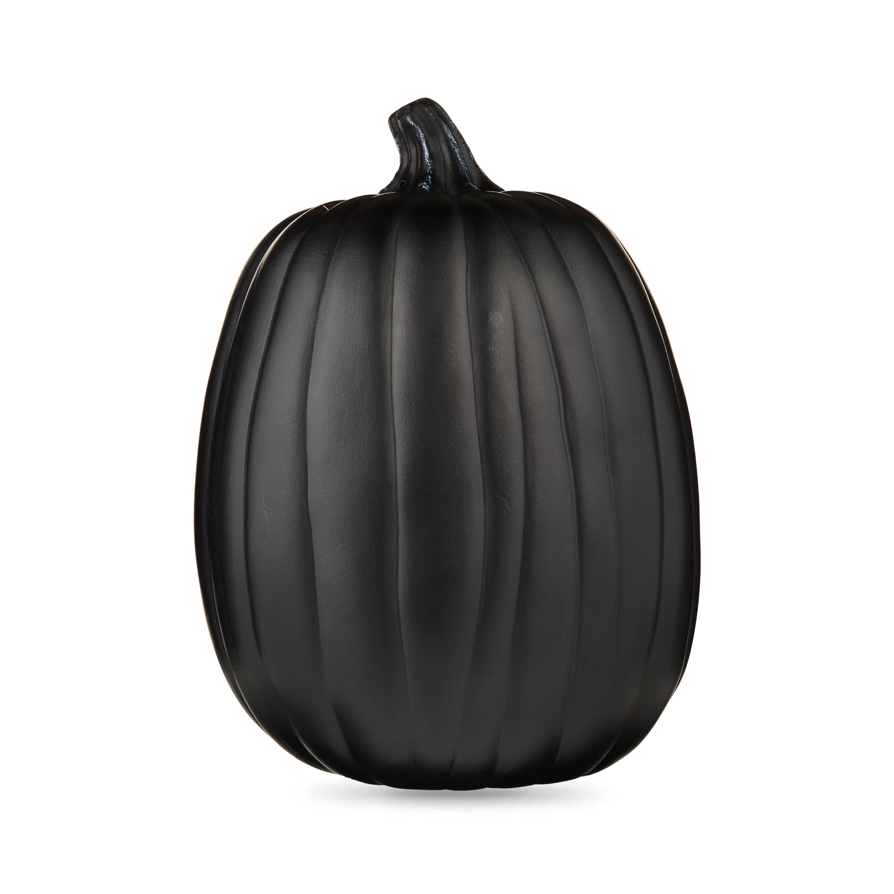 Halloween Craft Pumpkin Decoration, Glossy Black, 13", by Way To Celebrate | Walmart (US)