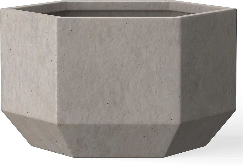 Kante Large Hexagon Concrete Planter, 10.6 Inch Tall Modern Plant Pot with Drainage Hole and Rubb... | Amazon (US)
