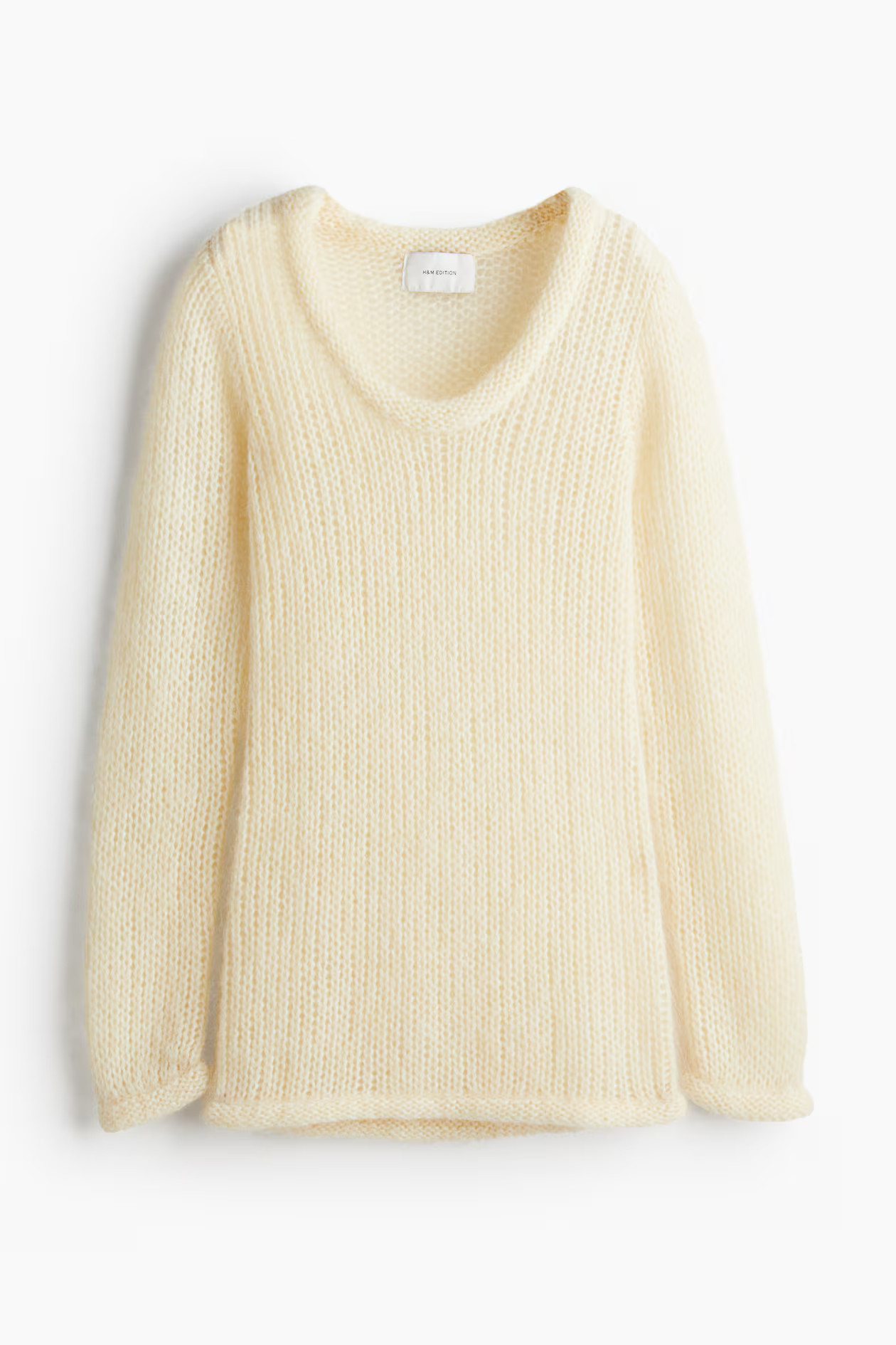 Jersey en mezcla de mohair - Escote pronunciado - Manga larga - Crema - MUJER | H&M ES | H&M (FR, IT, ES, PT, BE)