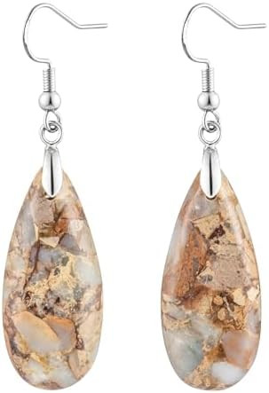 Stone Drop Earrings for Women Teardrop Created Imperial Jasper Dangle Drop Earrings | Amazon (CA)