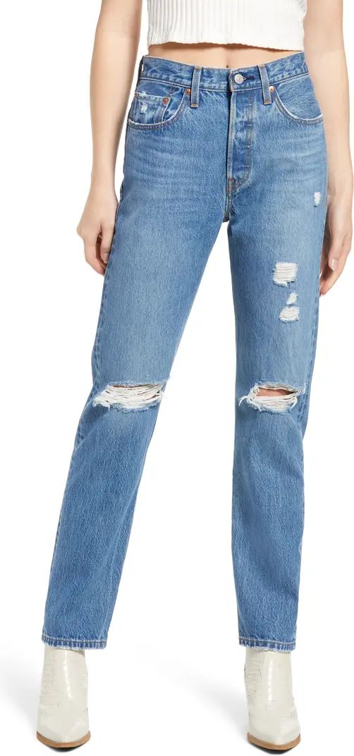 501® Ripped Straight Leg Jeans | Nordstrom