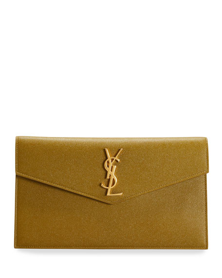 Saint Laurent Uptown Medium YSL Monogram Grain de Poudre Clutch Bag | Neiman Marcus
