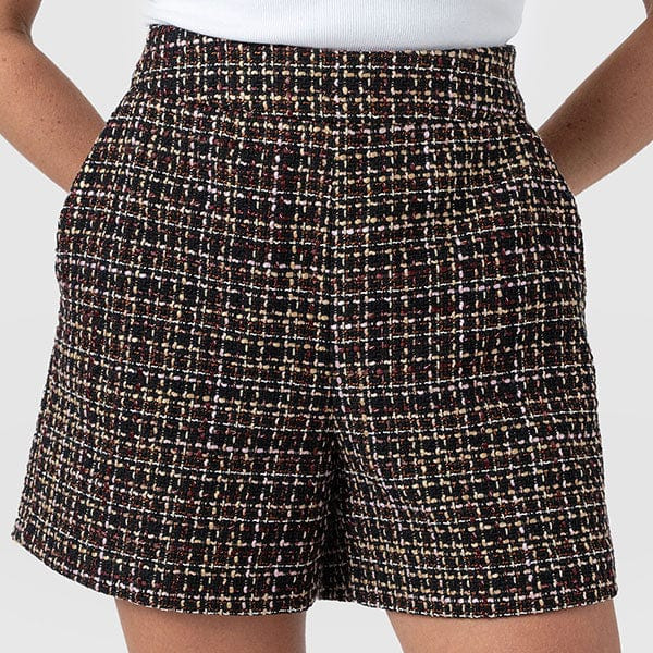 Astrid Short - Black/Burgundy/Gold Boucle | Saint + Sofia