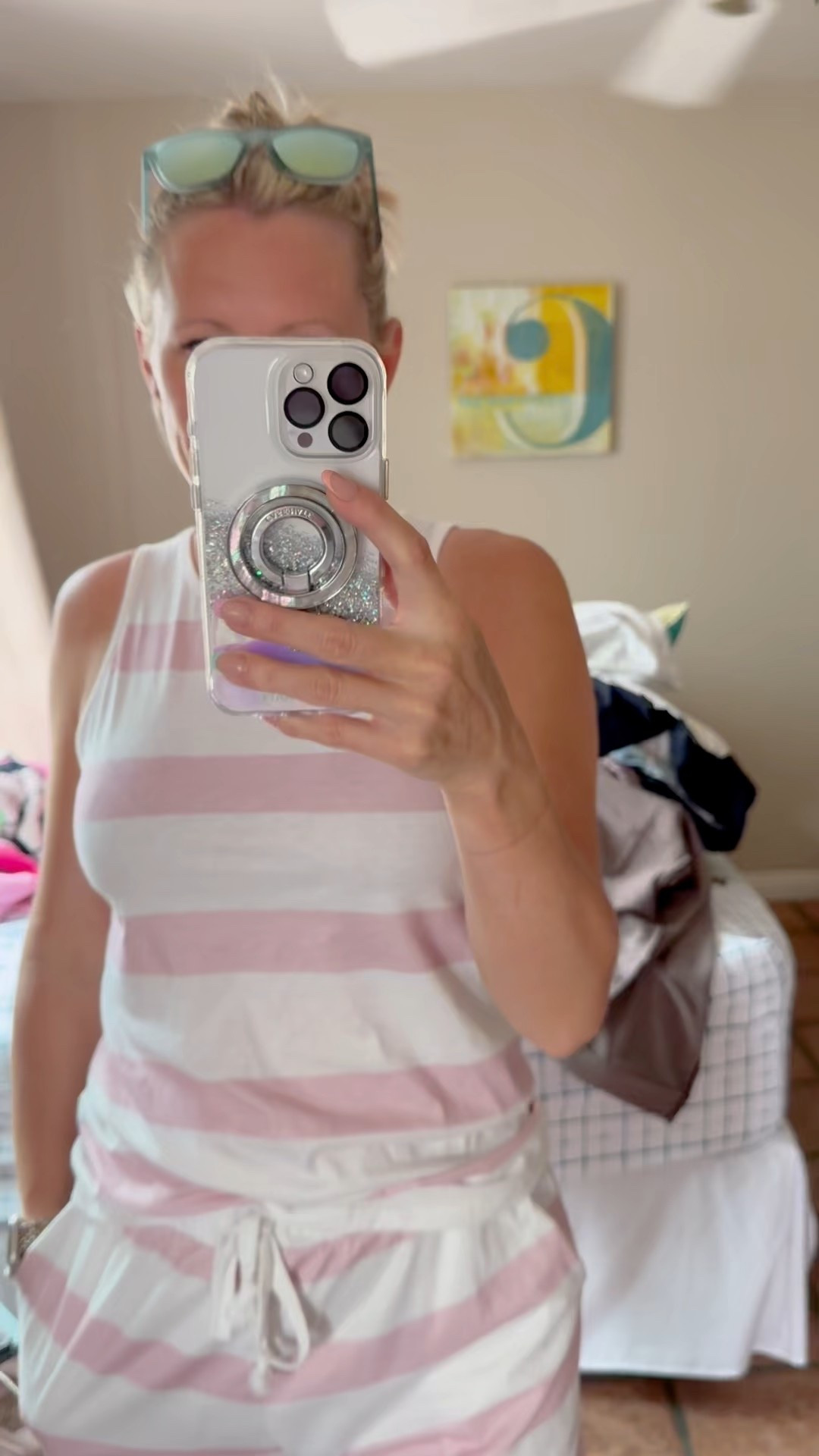 This 2 piece is so cute and comfy!!  It’s light weight and you can’t see your bra straps with the tank.  Love this set!!

Size small 

#LTKTravel #LTKSeasonal #LTKFindsUnder50