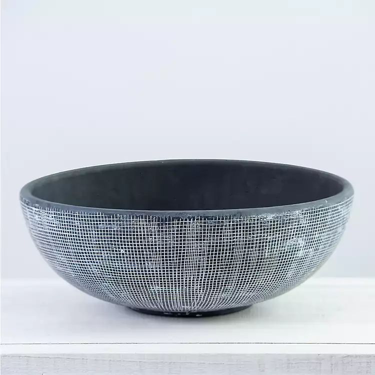 Blackwash Earthenware Cross-Hatch Bowl | Kirkland's Home