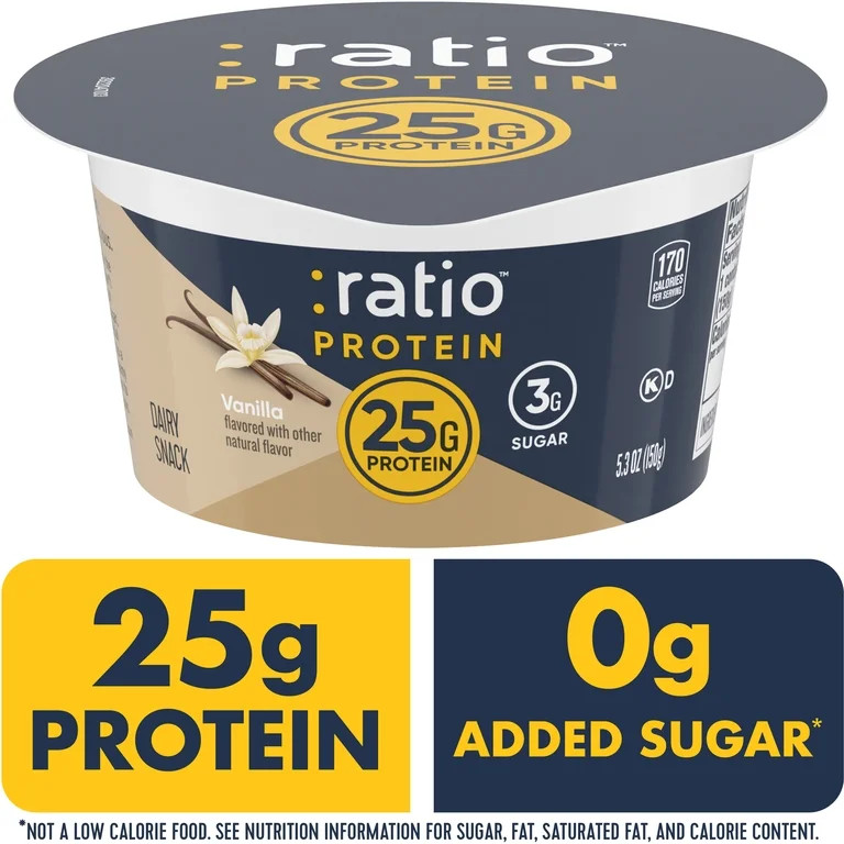Ratio Yogurt Protein Cultured Dairy Snack, Vanilla, 25g Protein, 5.3 OZ | Walmart (US)