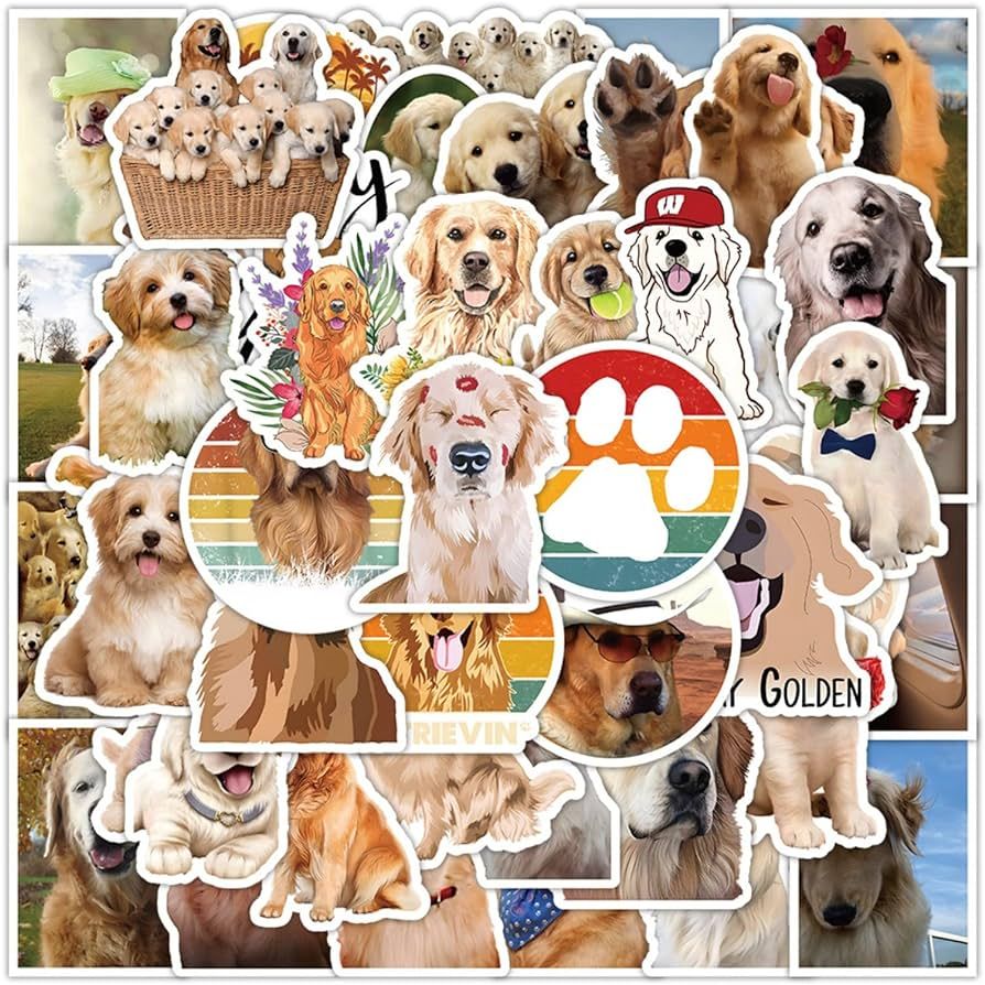 Cute Golden Retriever Dog Stickers, 55 PCS Puppy Stickers Vinyl Gifts for Laptops Water Bottles S... | Amazon (US)