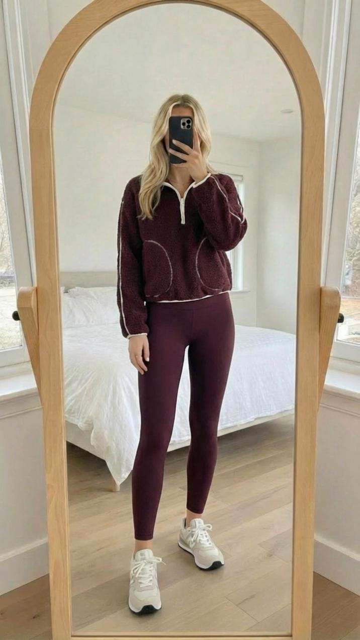 Old Navy sale!! Huge discount on workout wear today only- this set is gorgeous- Sherpa jacket, leggings, bra that matches and a matching shirt- finished off with new balance shoes 

#LTKActive #LTKHoliday #LTKgrwm