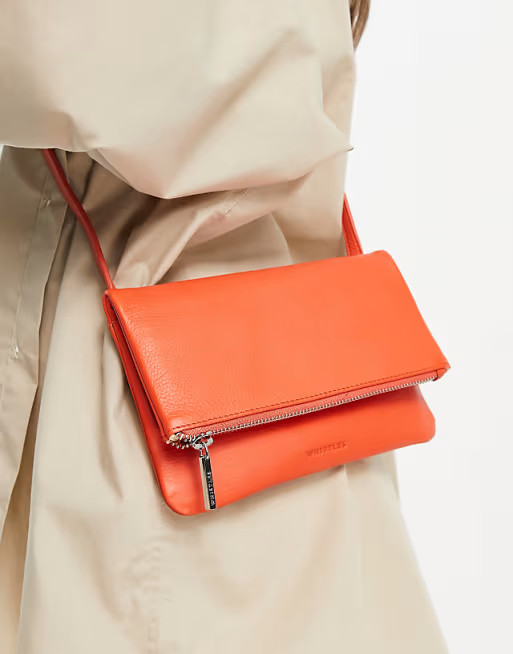 Whistles - Issy - Omgevouwen mini crossbody tas in koraalkleur | ASOS (Global)