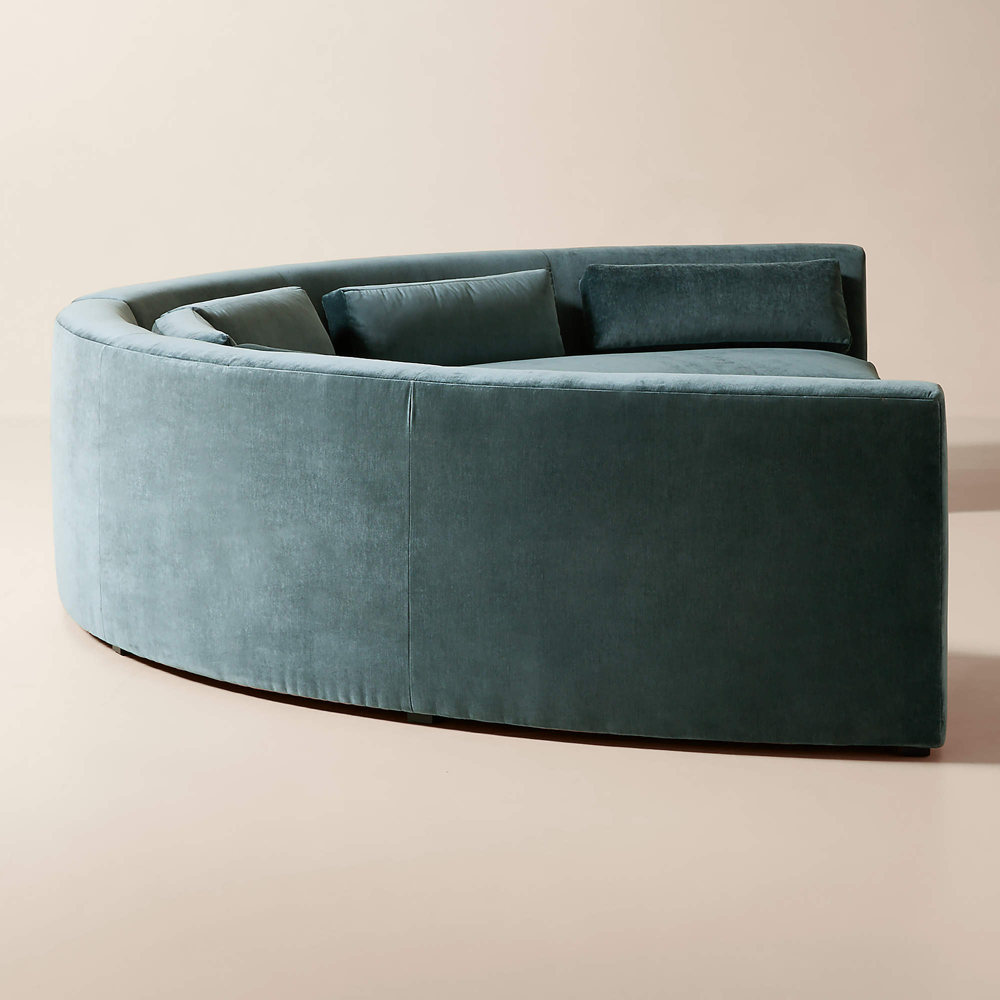 Sonora 2-Piece Curved Blue Performance Velvet Sectional | CB2 | CB2