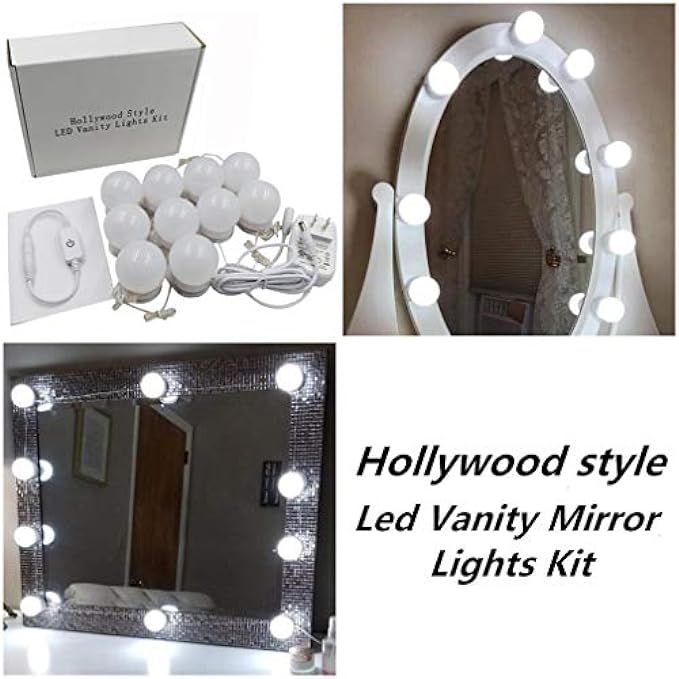Hollywood Style LED Vanity Makeup Mirror Lights Kit with 10 Dimmable Bulbs,Lighting Fixture Strip fo | Amazon (US)
