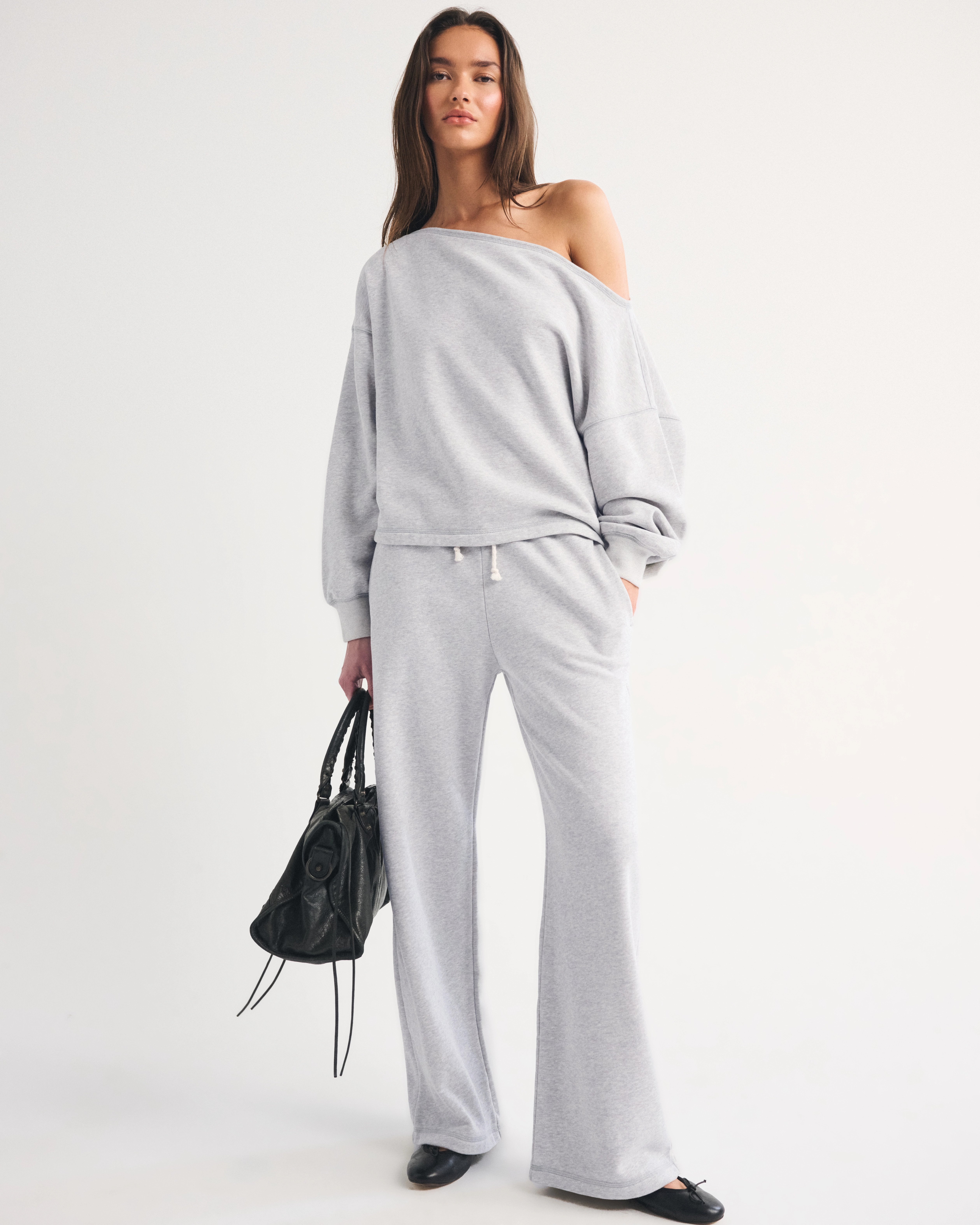 High Rise Sunday Terry Wide Leg Sweatpant | Abercrombie & Fitch (US)
