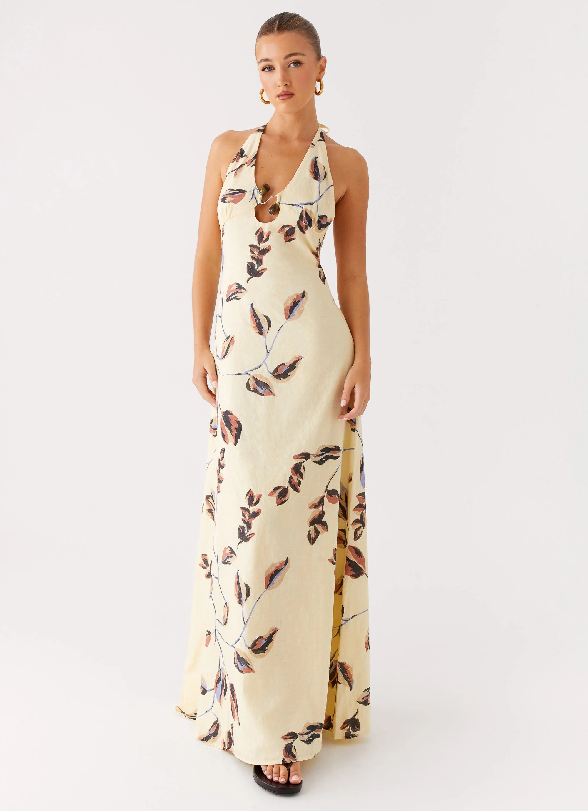 Elvina Halter Neck Maxi Dress - Buttercream Bliss | Peppermayo (Global)