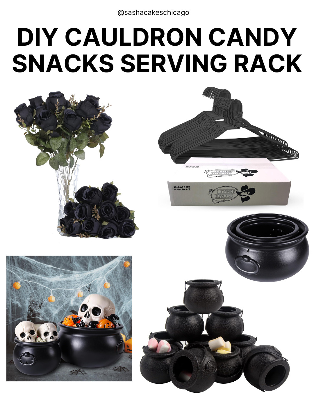 Bring a touch of witchy magic to your Halloween snack table with this viral DIY cauldron serving rack setup! 🧙‍♀️🍬 Whether you’re hosting a spooky party or setting out treats for trick-or-treaters, these Amazon party prep essentials make displaying candy, dips, and bites so fun and unique! 🖤✨

WHAT’S FEATURED:

🌹 Gothic Artificial Black Roses Set: Elegant faux black roses perfect for styling spooky floral arrangements and decorating your Halloween buffet table.

👔 Heavy-Duty Black Clothes Hangers: Sleek black hangers used as the DIY frame to hang and display mini treat cauldrons for snacks and candy.

🥣 Large Matte Black Ceramic Cauldron Bowl: Multi-functional black cauldron bowl ideal for punch, chips, or acting as the main serving base.

💀 Skull & Pumpkin Filled Cauldron Decor: Spooky tabletop display idea featuring skull props and mini jack-o'-lanterns inside black cauldron bowls.

🖤 Mini Witches Cauldron Candy Buckets: Stackable mini plastic cauldron pots perfect for serving candy, marshmallows, dips, and small party snacks.

✨ MORE Spooky Party & Decor Essentials: Check out all the tagged items below for matching spiderwebs, tray stands, and table runners! Tap any item below to shop directly.

As an Amazon Associate, I earn from qualifying purchases. 

 #LTKSeasonal #LTKHome