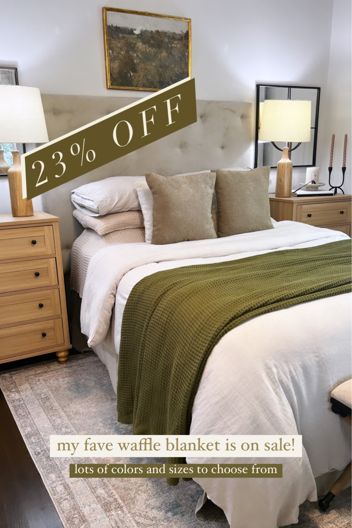 Olive green waffle blanket on sale and other bedroom sources 

#LTKhome #LTKsalealert #LTKunder100