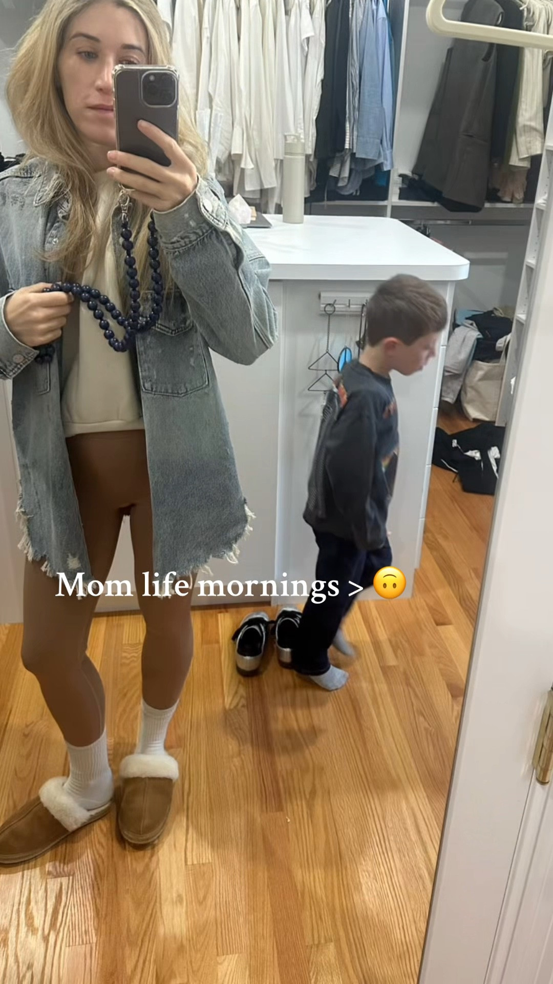 Wearing my favorite Target sweatshirt layered over my All Access workout set, Aritzia socks, and cozy moccasin slippers ..because fall mornings call for comfort. I threw on my oversized distressed Zara denim jacket for that effortless, school bus drop-off vibe, while my maniac son tries to jump over my shoes on the way out the door (real life…). Cozy layers, easy neutrals, and that mix of athleisure and casual streetwear that somehow works for everything ...school mornings, coffee runs, and keeping it cute through the chaos. #fallstyle #momstyle #schooldropofflook #athleisureoutfit #zarastyle #targetfinds #falllayers #cozylayers #ootdfall #denimjacket #ltkfallfashion #ltkfit #ltkrealmomstyle"

#style #fashion #ootd #nyc #love #looks #ltk #fall #2025 #streetstyle #inspo #work #LTKStyle #ltkfashion 

#LTKootd #LTKgrwm #LTKBeauty