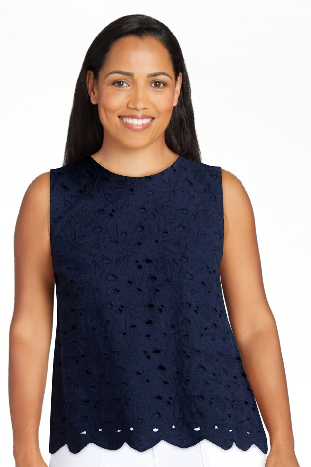 Time and Tru Women's and Women's Plus Sleeveless Cotton Eyelet Top, Sizes XS-4X | Walmart (US)