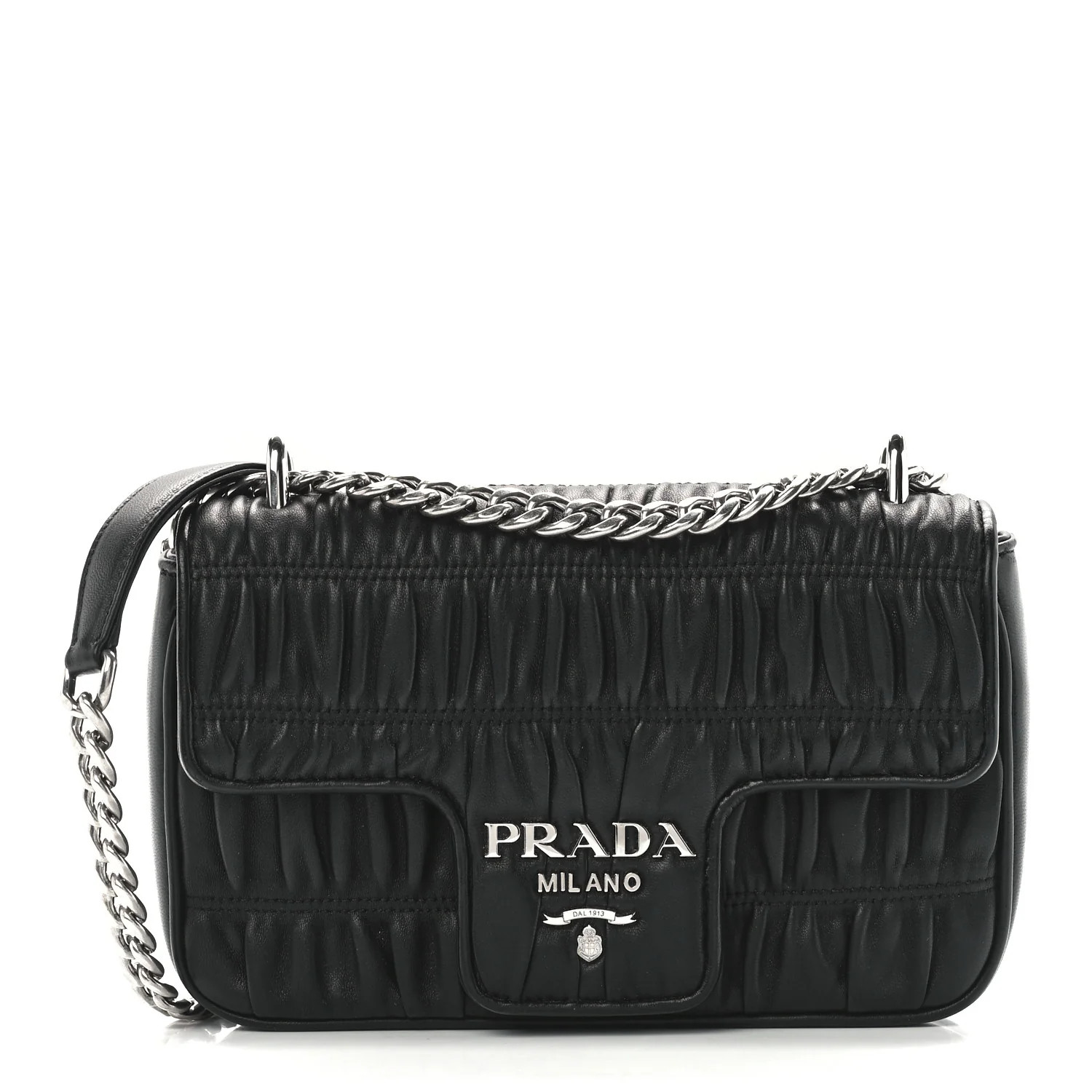 Nappa Gaufre Chain Flap Black | FASHIONPHILE (US)