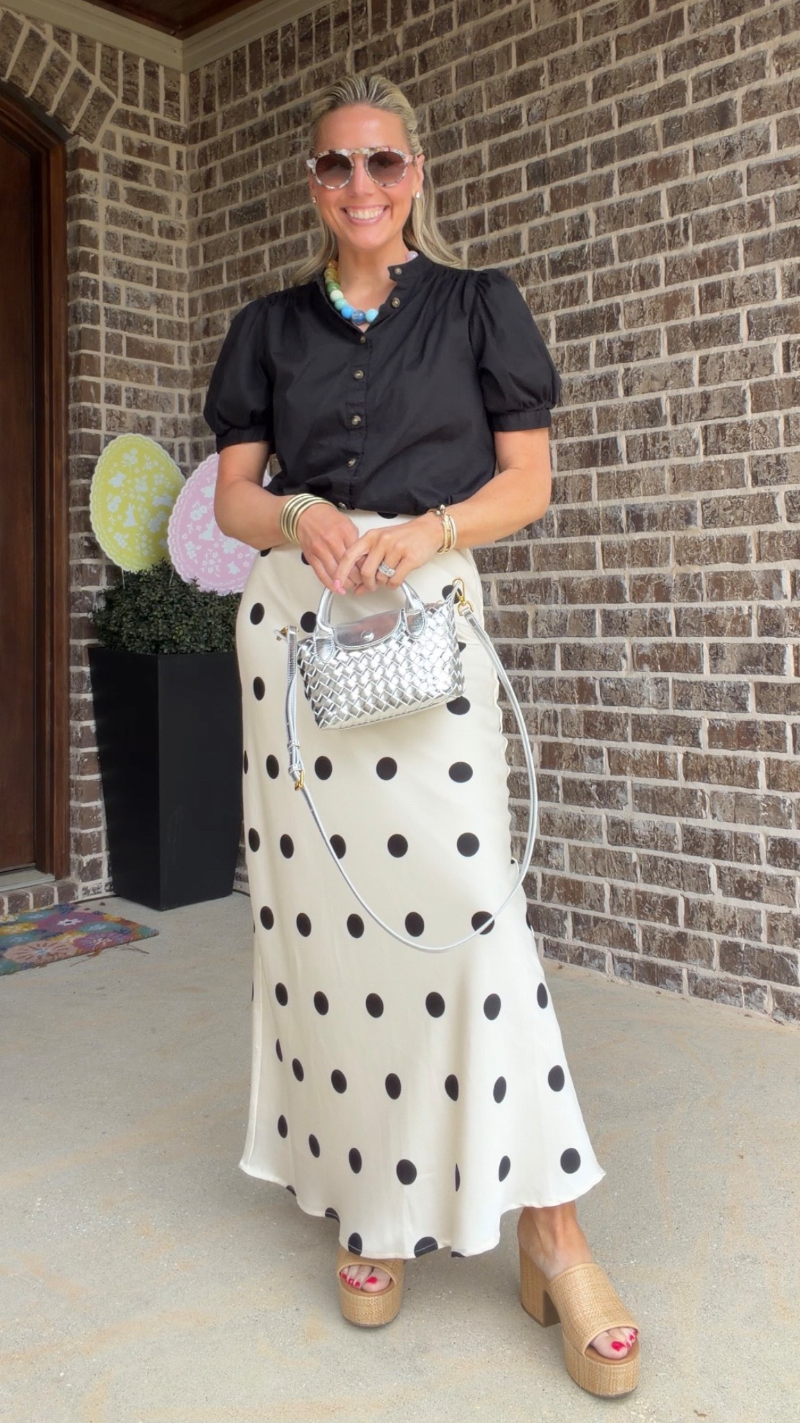 Sunday church fit 
Top and shoes are old but linking similar options! Skirt is clover and bee and I’m in the small. My purse is sold out currently but coming back soon mid April! My Sunnies are Krewe! 

#LTKPetite #LTKgrwm #LTKootd