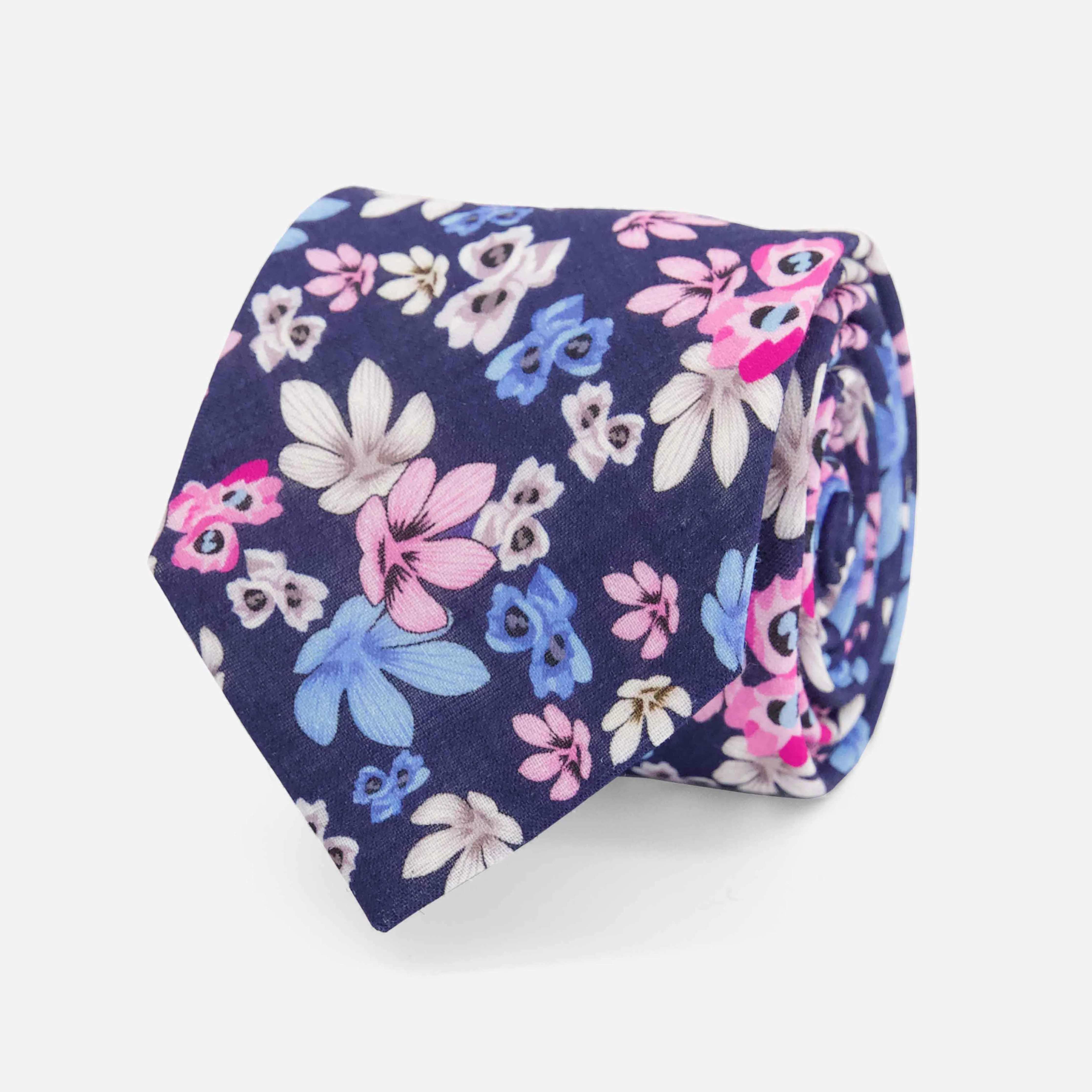 Tossed Lillies Navy Tie | Linen Ties | Tie Bar | The Tie Bar