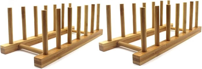 INNERNEED Bamboo Wooden Plate Racks Dish Stand Holder Kitchen Storage Cabinet Organizer for Dish/... | Amazon (US)