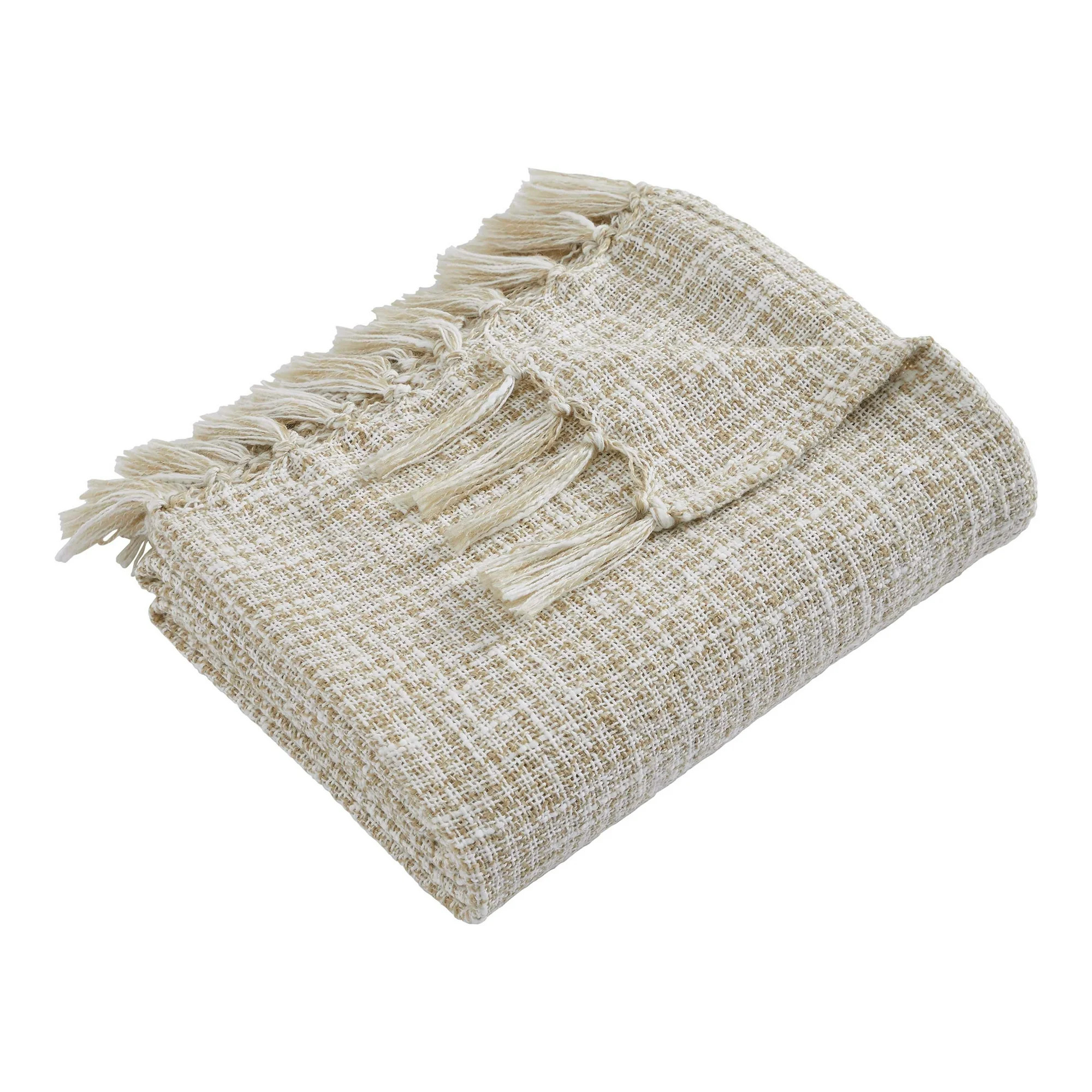 My Texas House Casey Taupe Marled Tassel Cotton Polyester Throw, 50" x 70" | Walmart (US)
