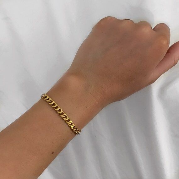 Gold curb chain bracelet anti tarnish 5mm | Etsy ROW
