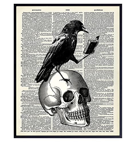 Gothic Edgar Allan Poe The Raven Poster - 8x10 Hipster Vintage Skull Wall Art, Home Decor or Room De | Amazon (US)