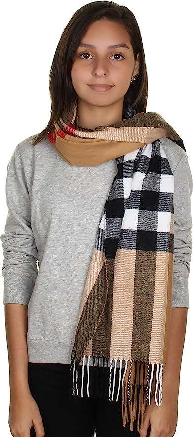 GILBIN'S Big Winter Warm Tartan Checked Cashmere Feel Shawl Blanket Scarf 80" x 30" | Amazon (US)