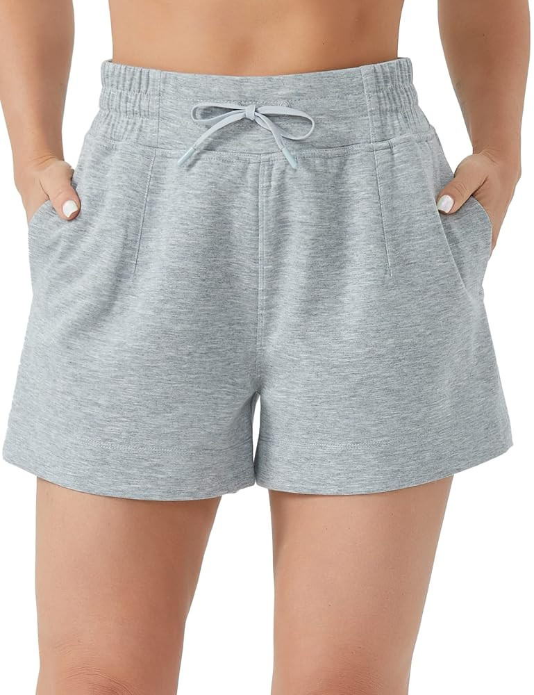 THE GYM PEOPLE Women's Drawstring Sweat Shorts High Waisted Summer Workout Lounge Shorts with Poc... | Amazon (US)