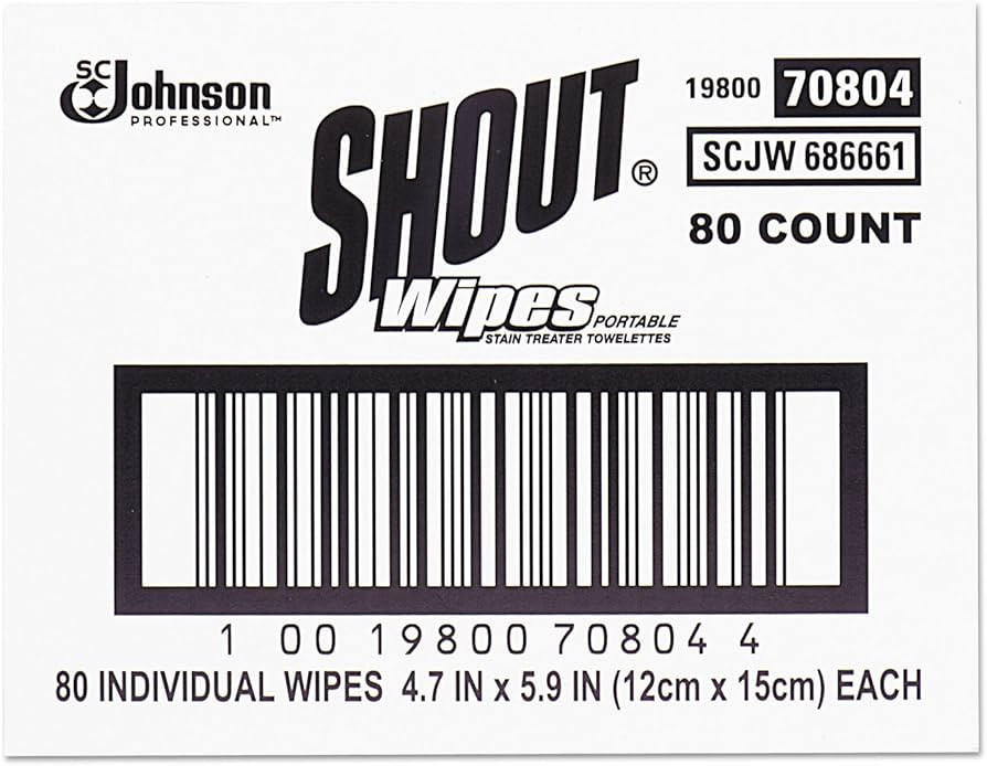 Shout 686661 Wipe & Go Instant Stain Remover, 4.7 x 5.9, 80 Packets/Carton | Amazon (US)