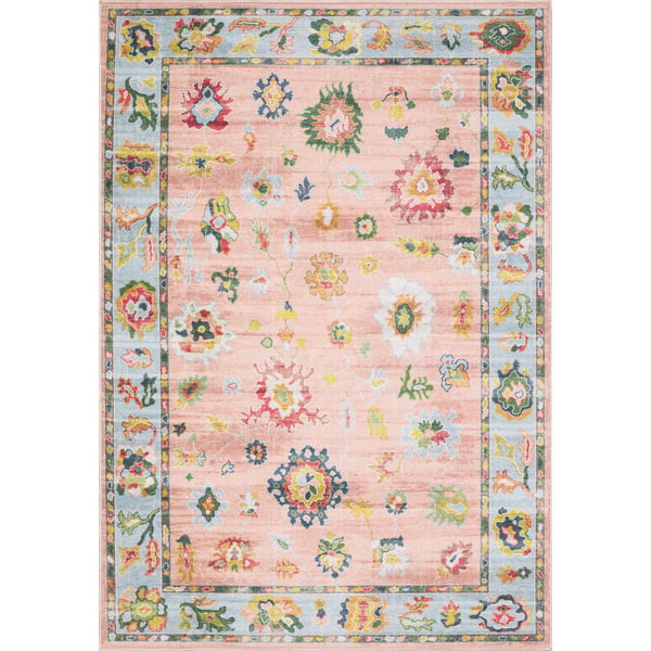 Addison ADD01 Pink/Blue Printed Area Rug | Rugs Direct
