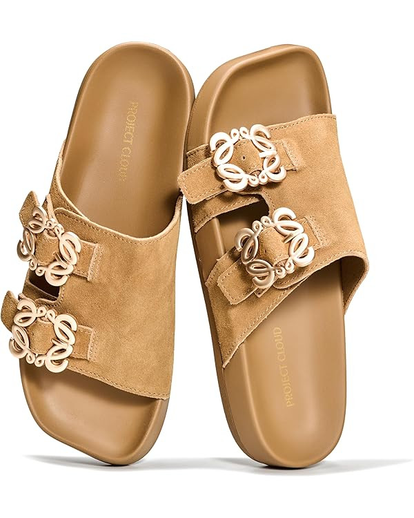 Project Cloud 100% Genuine Leather Womens Sandals Dressy - Lightweight & Non-Slip Women's Flats S... | Amazon (US)