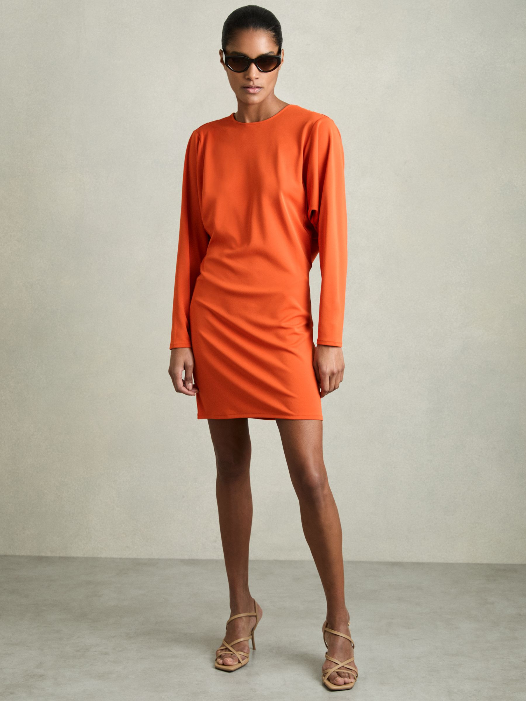 Reiss Cowl Back Mini Dress in Orange | REISS | Reiss US