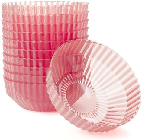 Exquisite Pink Plastic Bowls Disposable - 16 Oz - 20 Count - Disposable Soup Bowls - Great for We... | Amazon (US)