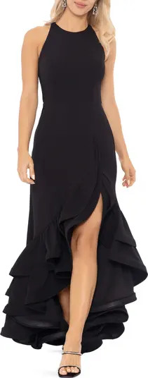 Ruffle Halter Crepe Gown | Nordstrom