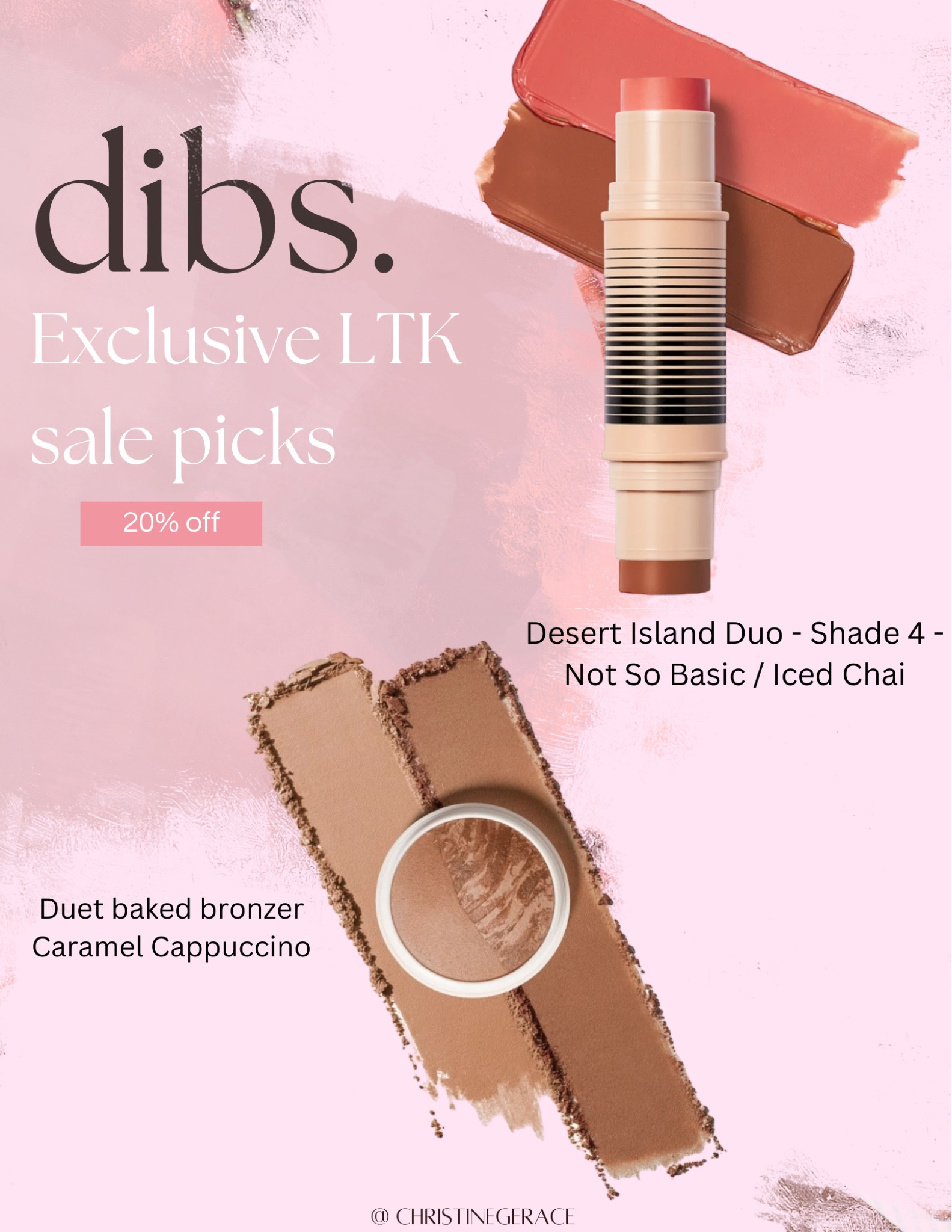 Dibs beauty exclusive sale APP only ! 20% off 

Just bought these 2 during the sale 💕 Desert Island Duo - Shade 4 - Not So Basic / Iced Chai & Duet baked bronzer caramel cappuccino 

#LTKStyleTip #LTKBeauty #LTKFindsUnder50