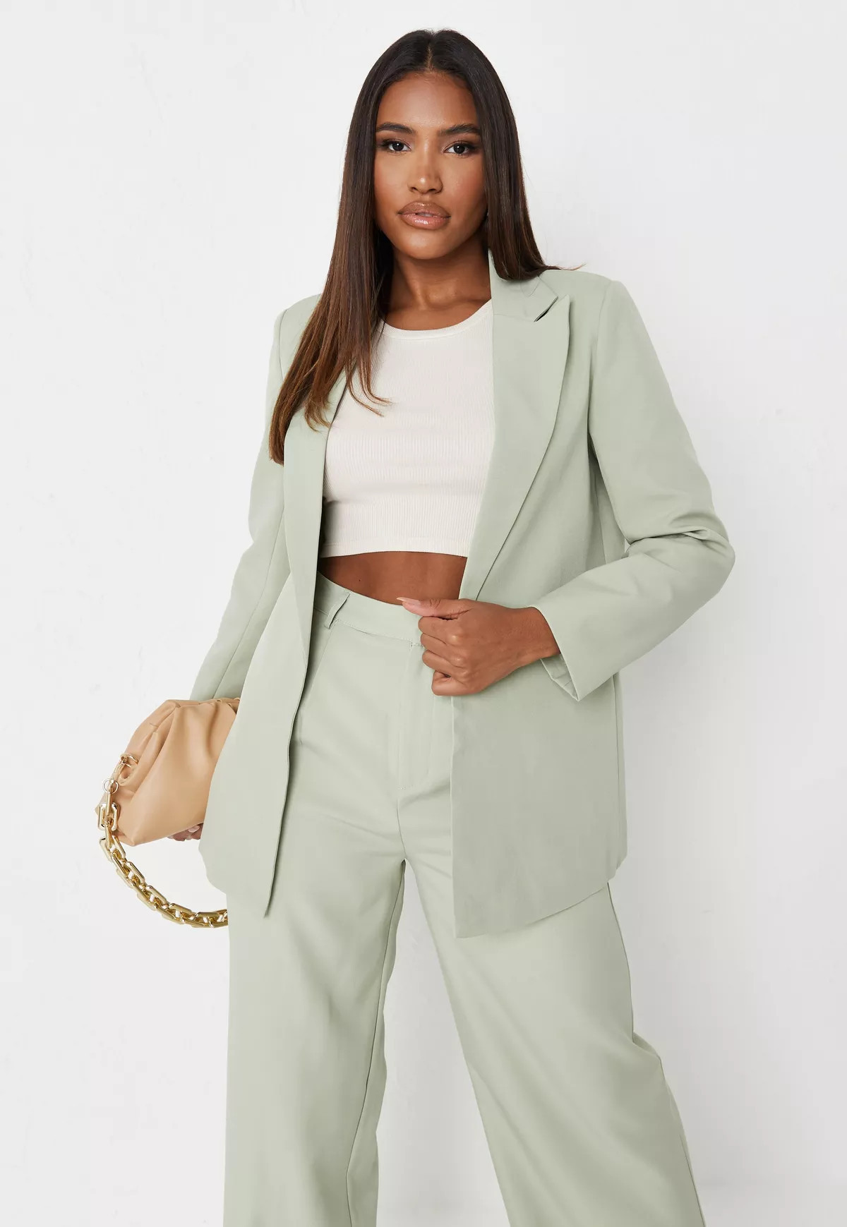 Missguided - Sage Tailored Boyfriend Blazer | Missguided (US & CA)
