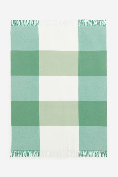 Wool-blend Throw - Green/checked - Home All | H&M US | H&M (US + CA)