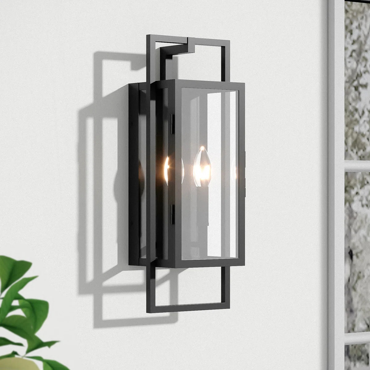 Selisa 2 -Light Steel And Glass Outdoor Wall Light with Dusk to Dawn | Wayfair North America