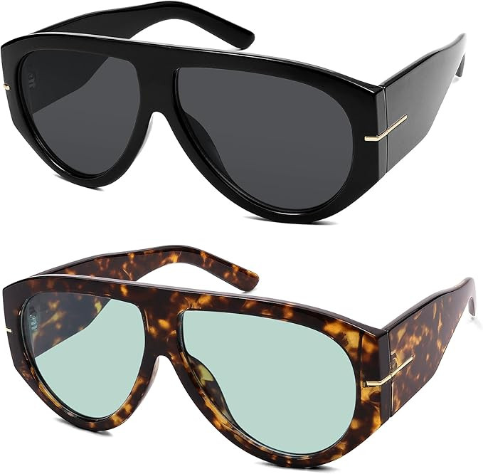 Oversized Retro Aviator Sunglasses Womens Mens 70s Classic Vintage Sun Glasses AR82227 | Amazon (US)