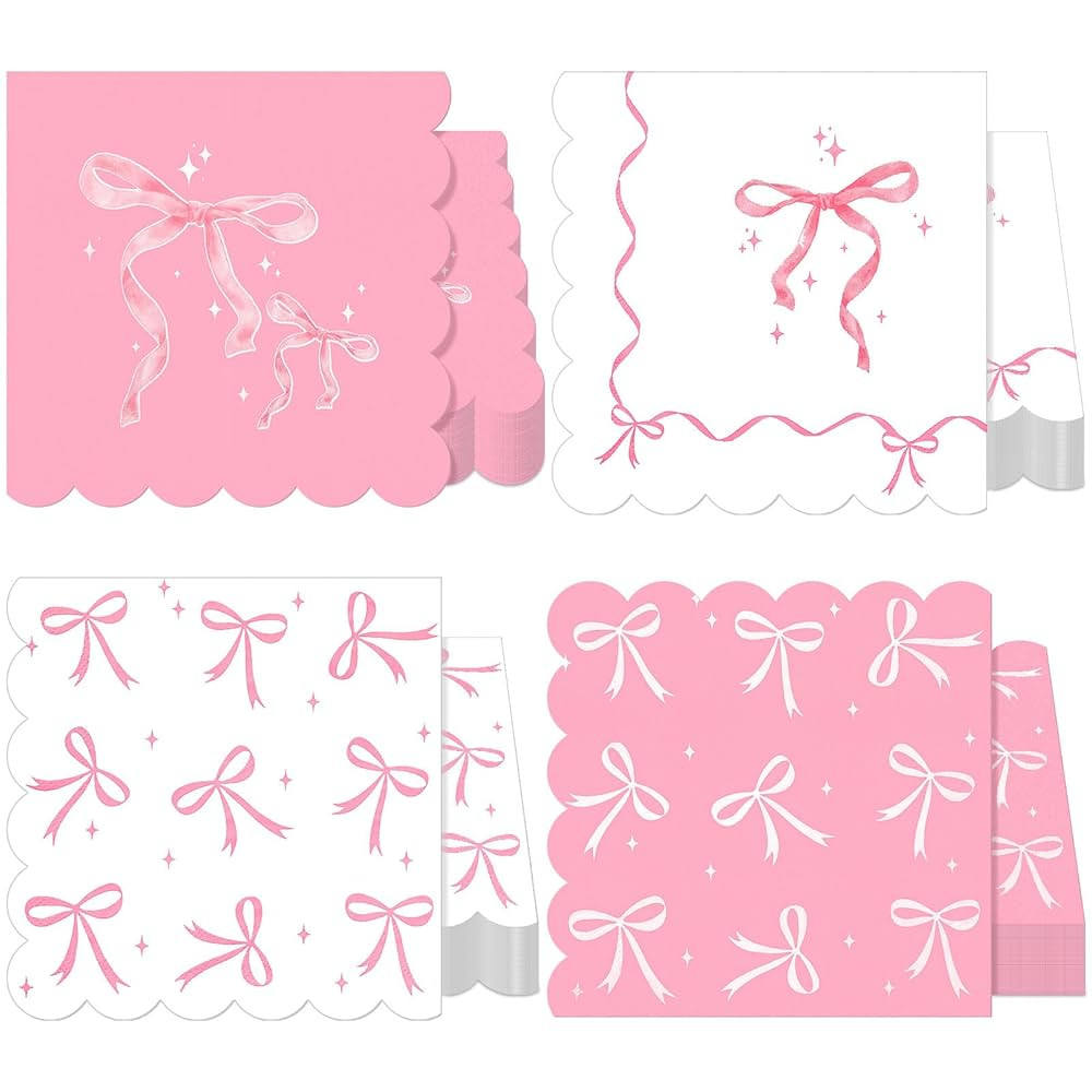50 Pcs Bow Napkins Bachelorette Party Bow Theme Party Decorations Bridal Engagement Baby Shower T... | Amazon (US)