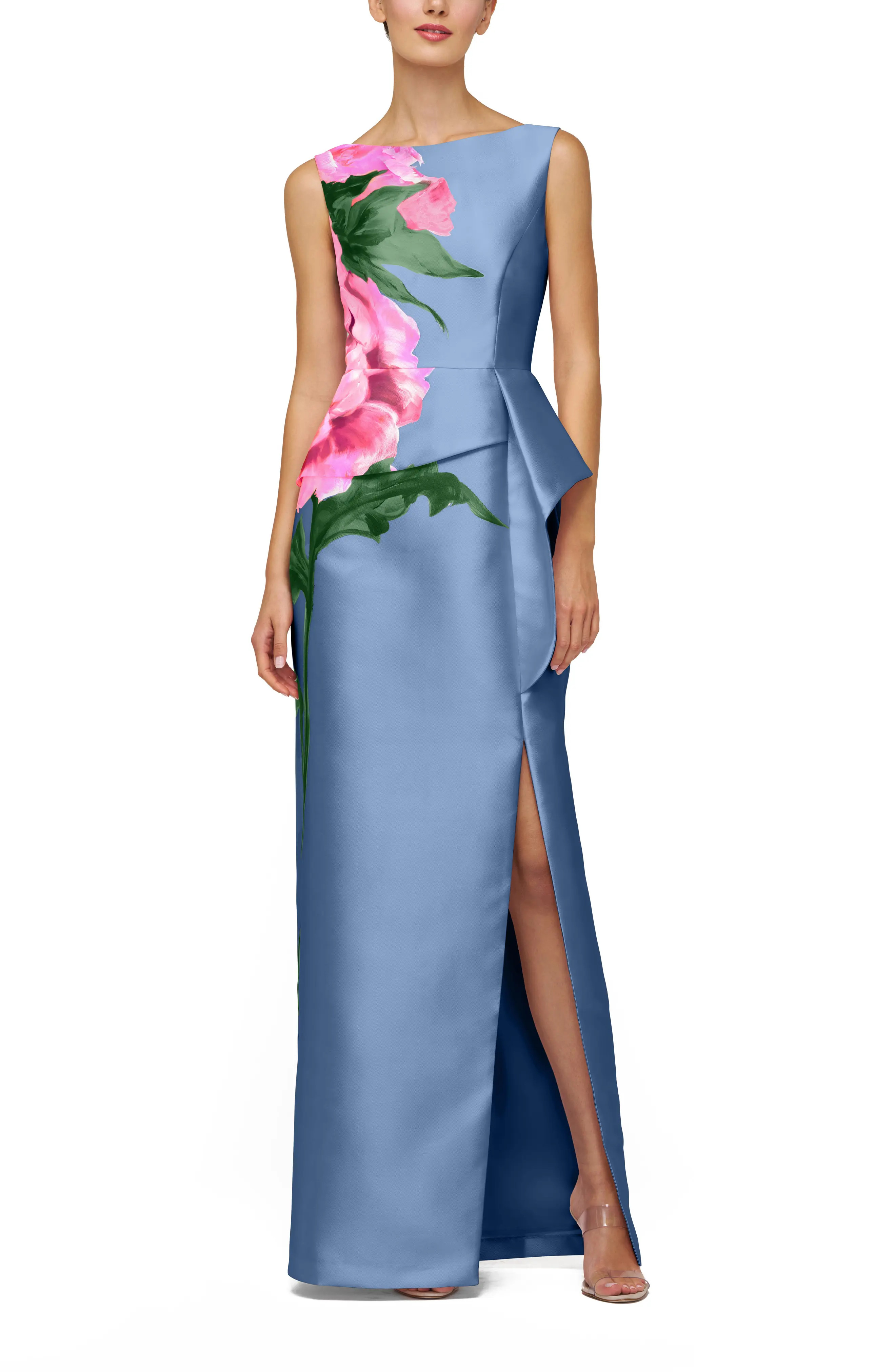 Kay Unger Luciana Placed Floral Column Gown in Blush at Nordstrom, Size 14 | Nordstrom