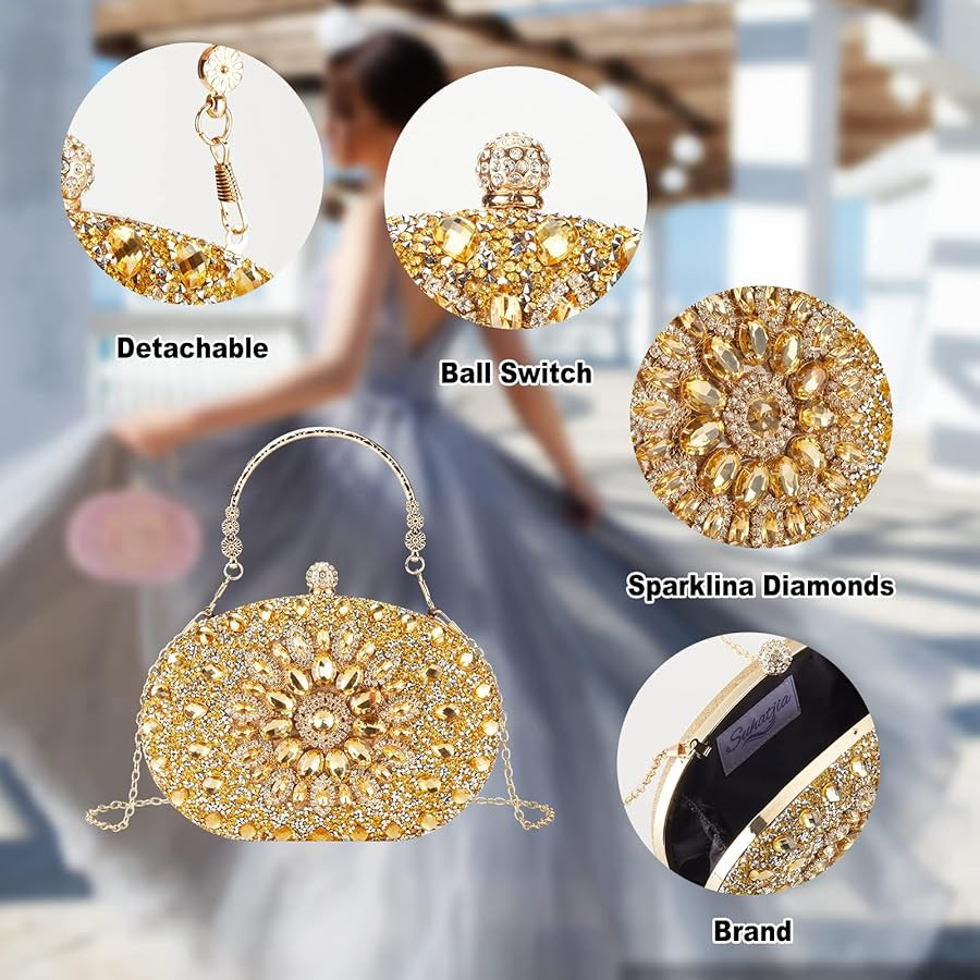 Rhinestone Evening Clutch Purses for Women Evening Weddings,Party Purses Crystal Diamond Glitter ... | Amazon (US)