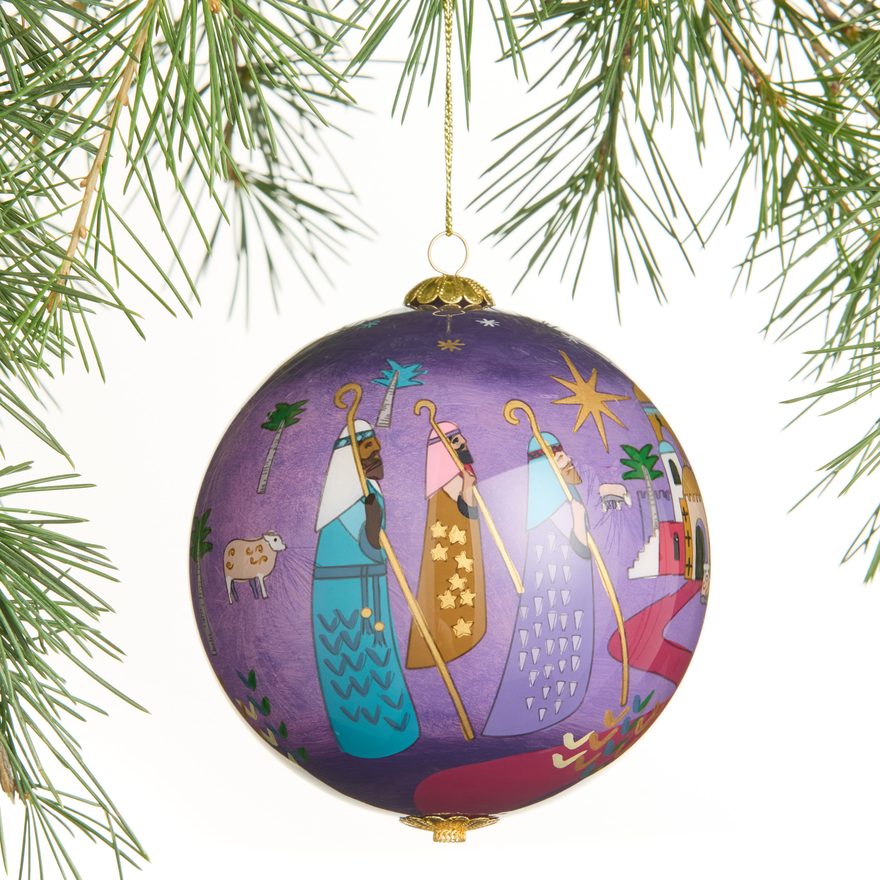 Li Bien Purple Three Kings 2025 Glass Ball Ornament | World Market