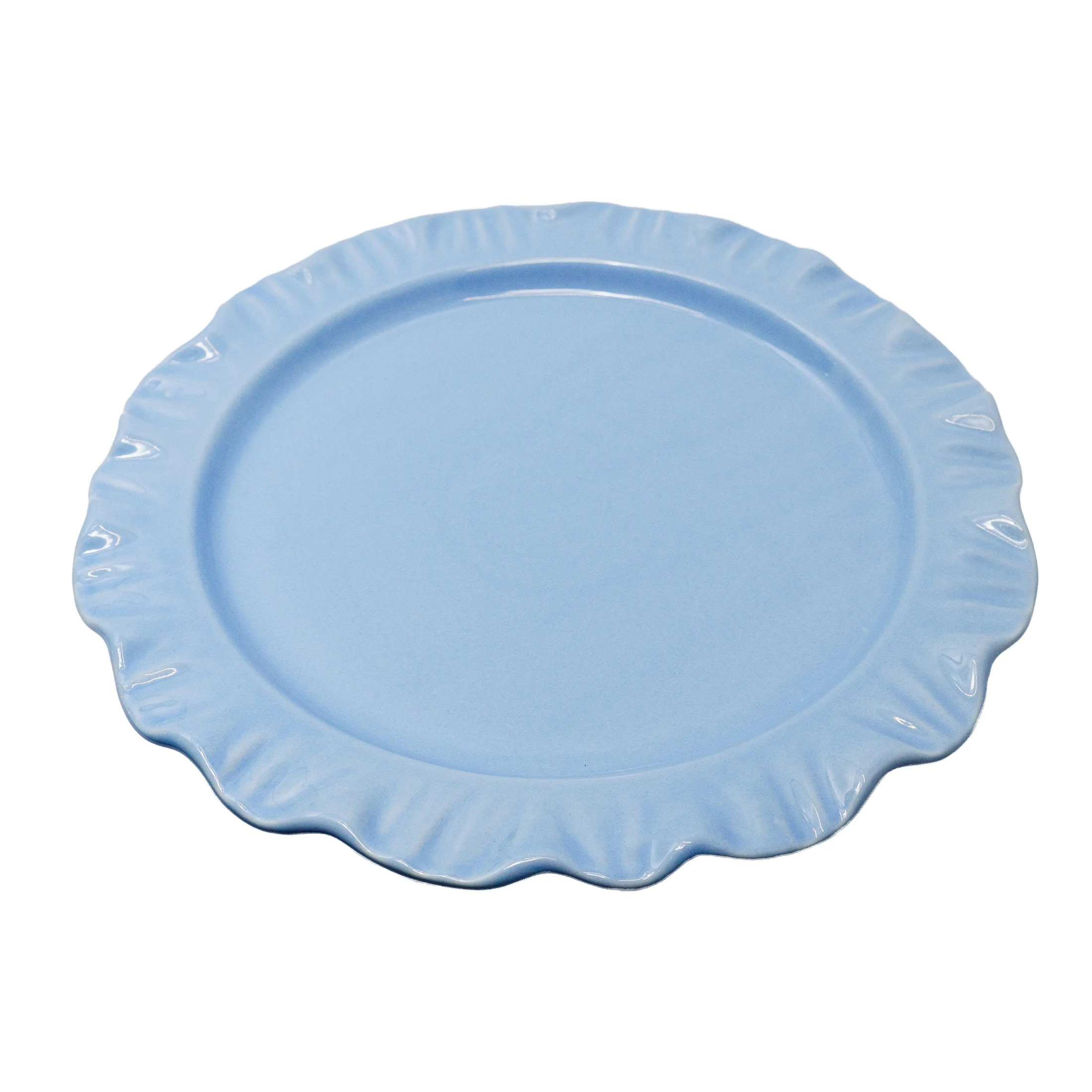 Ruffled-Edged Stoneware Plates, Blue, 10.75", 4 Count, by My Texas House | Walmart (US)