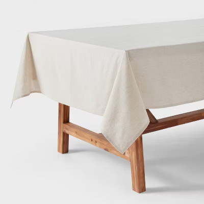 84" x 60" Cotton & Linen Blend Tablecloth - Threshold™: Rectangle, Solid Cream, Traditional Sty... | Target