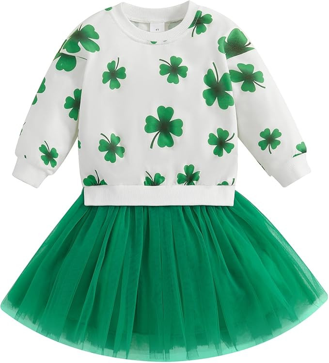 Sasaerucure St. Patrick’s Day Outfit Clothes Toddler Baby Girl St. Patrick’s Day Dress Clover... | Amazon (US)