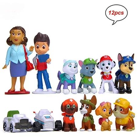 New Paw Dog Patrol 12 Pcs Figure - Children Mini Figurines Toy, Paw Patrol Figure for Kids Birthday  | Walmart (US)
